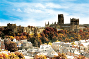 Durham Castle and Cathedral, Unesco World Heritage Site, Durham City, Autumn skyline