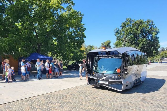 UK-made driverless shuttle bus debut on Prague streets to test public attitudes to autonomous public transport